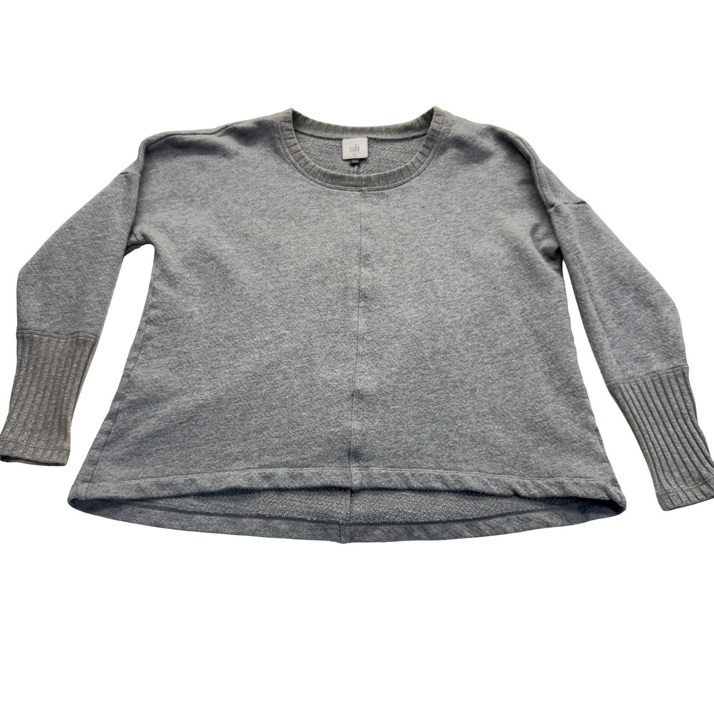 Cabi Sweatshirt Women's XS Gray French Terry Pullover Ribbed Cuff Crewneck Top‎